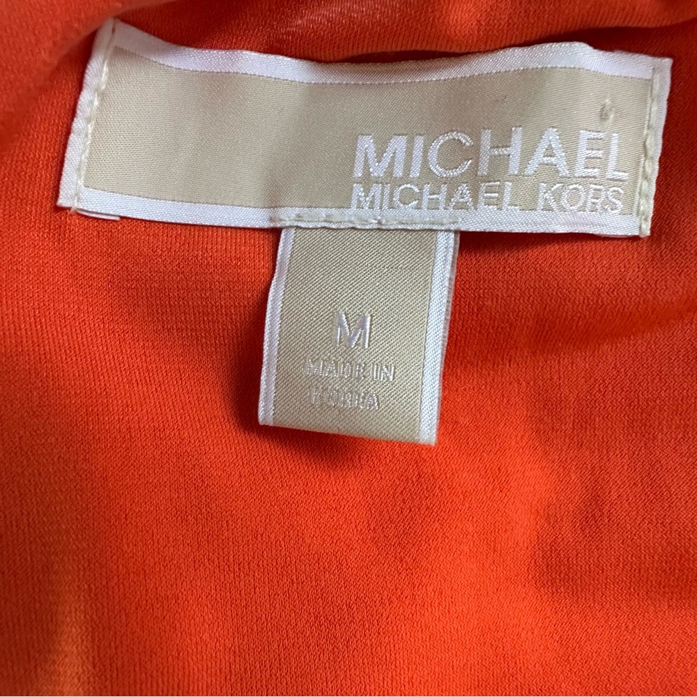 Michael Michael Kors Orange Belted Halter Tunic Gold Chain Neck Size M - Picture 9 of 12
